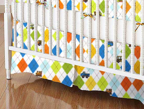 C-DR-F425 Crib Skirts - Crib Skirt - Argyle Transport - Tail sku C-DR-F425