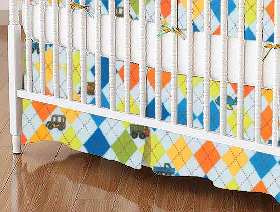 Crib Skirts - Crib Skirt - Argyle Transport Blue - Tailored