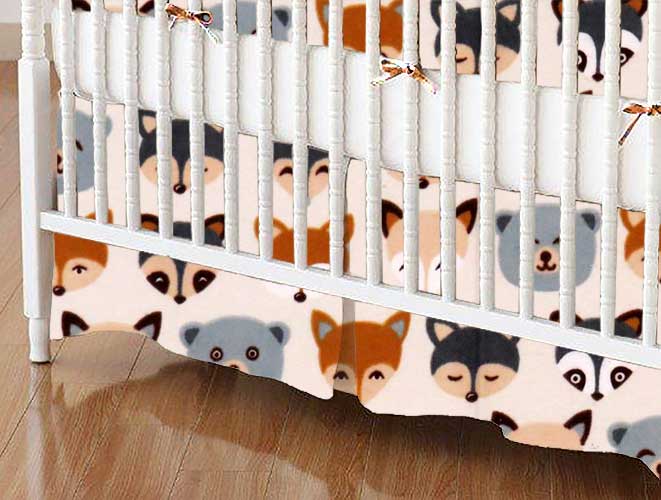 Crib Skirts - Crib Skirt - Woodland Animals - Tailored