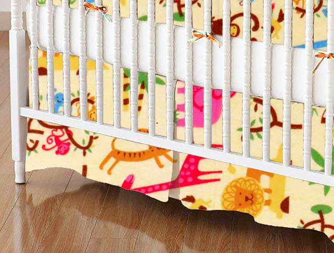 Crib Skirts - Crib Skirt - Jungle Animals Yellow - Tailored