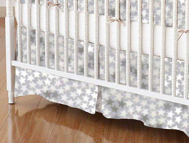 C-DR-F571 Crib Skirts - Crib Skirt - Gray Stars - Tailored sku C-DR-F571