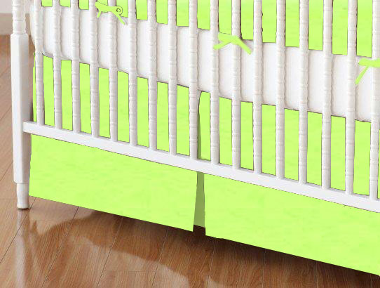 Crib Skirts - Crib Skirt - Flannel - Lime - Tailored