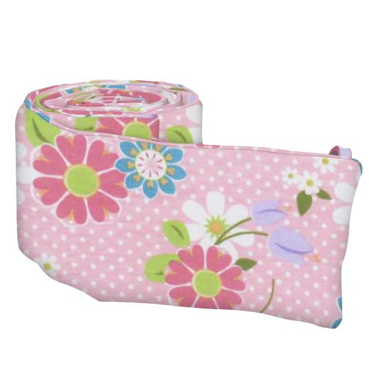Portable Crib Bumpers - Floral Pink Dot - Mini Crib Bumper