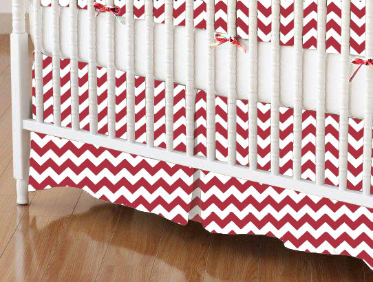 Mini Crib Skirts Mini Crib Skirt Red Chevron Zigzag Tailored