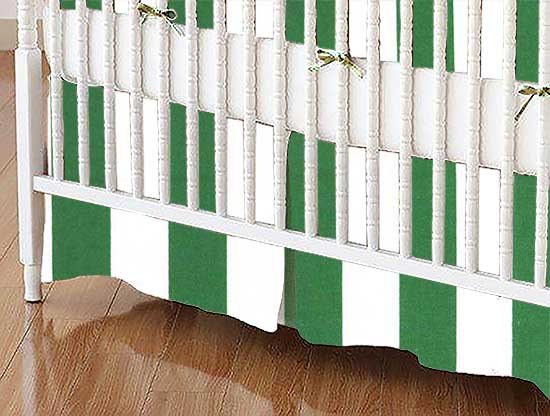 Crib Skirts - Crib Skirt - Forest Green Stripe - Tailored