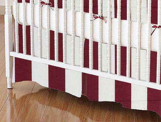 Crib Skirts - Crib Skirt - Burgundy Stripe - Tailored