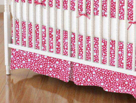 Crib Skirts - Crib Skirt - Confetti Dots Hot Pink - Tailored
