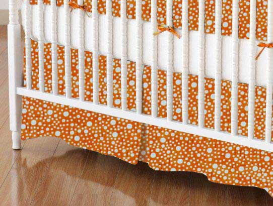 C-DR-W1124 Crib Skirts - Crib Skirt - Confetti Dots Orange -  sku C-DR-W1124
