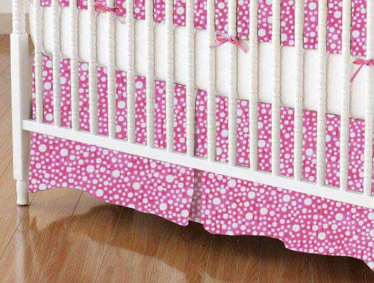 Crib Skirts - Crib Skirt - Confetti Dots Pink - Tailored