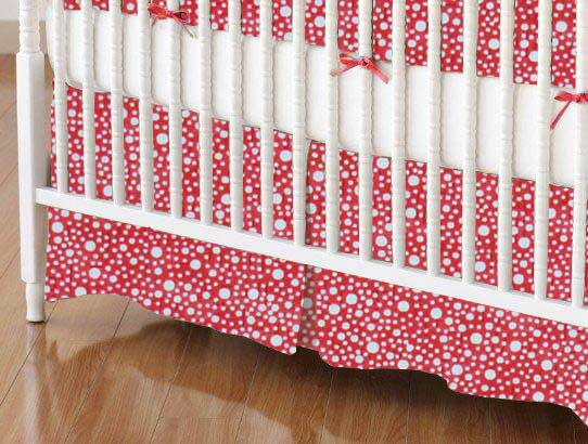 Crib Skirts - Crib Skirt - Confetti Dots Red - Tailored