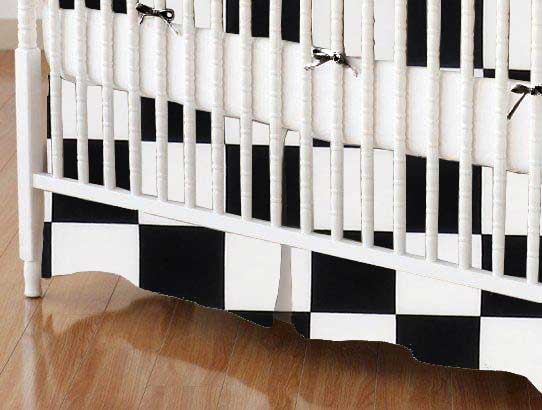 Crib Skirts - Crib Skirt - Black White Checkerboard - Tailored