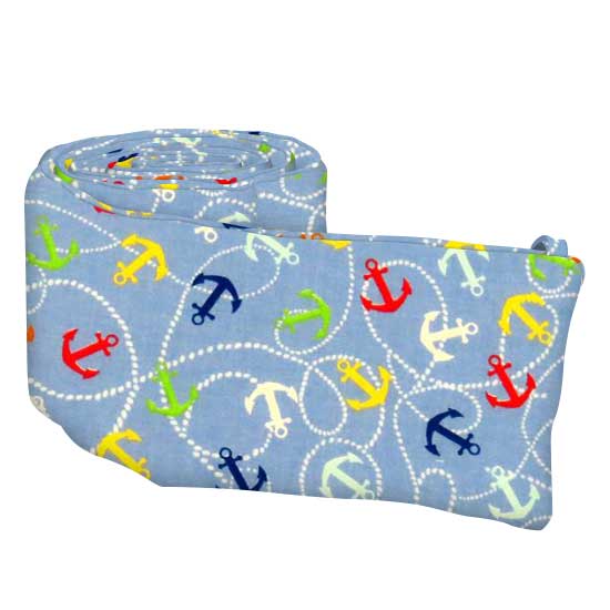 Portable Crib Bumpers - Nautical Blue - Mini Crib Bumper