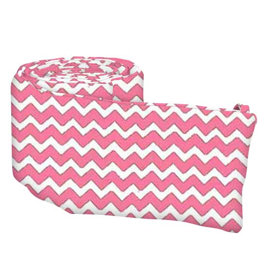 Crib Bumpers - Bubble Gum Pink Chevron Zigzag - Crib Bumper