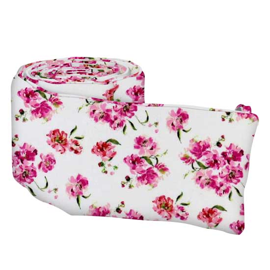 Portable Crib Bumpers - Pink Floral - Mini Crib Bumper