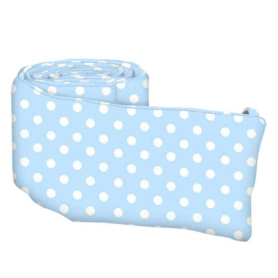 Portable Crib Bumpers - Pastel Blue Polka Dots Woven - Mini Crib Bumper