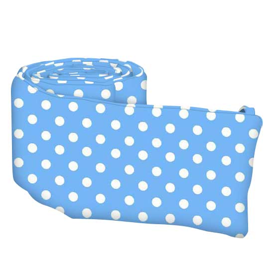 Portable Crib Bumpers - Primary Polka Dots Blue Woven - Mini Crib Bumper