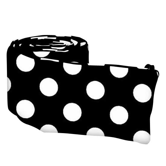 Portable Crib Bumpers - Primary Polka Dots Black Woven - Mini Crib Bumper