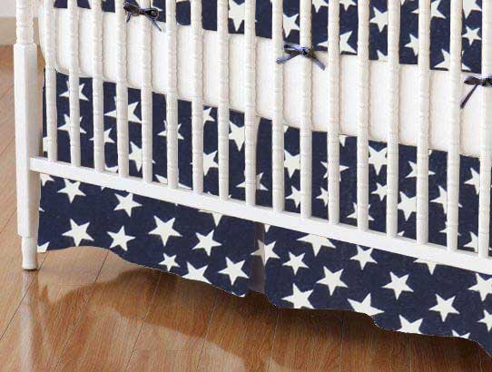 Crib Skirts Crib Skirt Primary Stars White On Navy Woven