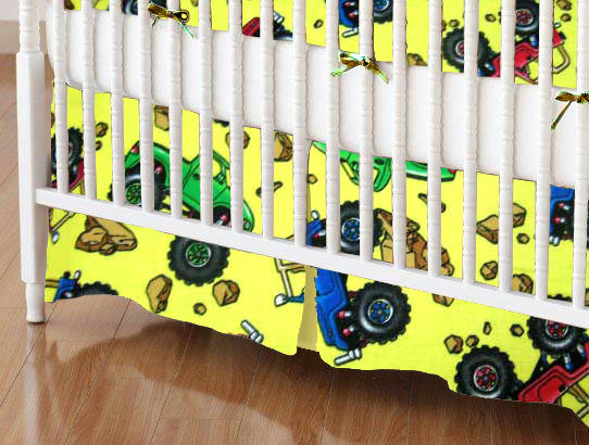 Mini Crib Skirts Mini Crib Skirt Monster Trucks Tailored