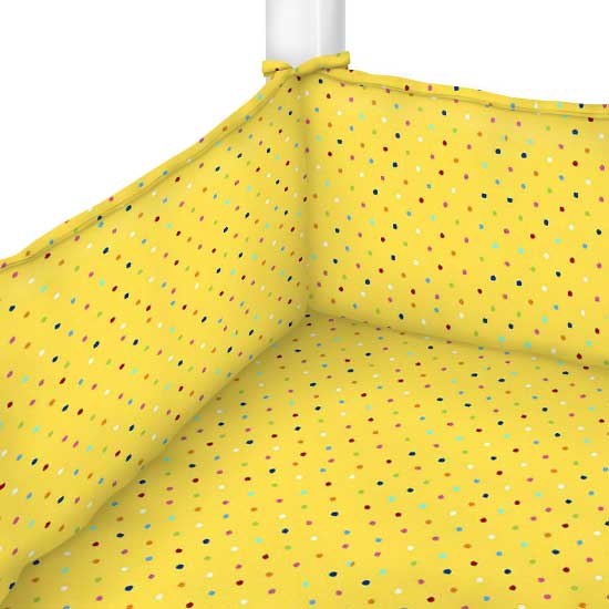 Primary Colorful Pindots Yellow Woven Portable / Mini Crib Sheets