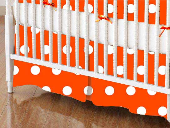 Crib Skirts - Crib Skirt - Polka Dots Orange - Tailored