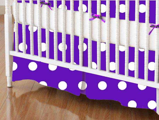 Crib Skirts - Crib Skirt - Polka Dots Purple - Tailored