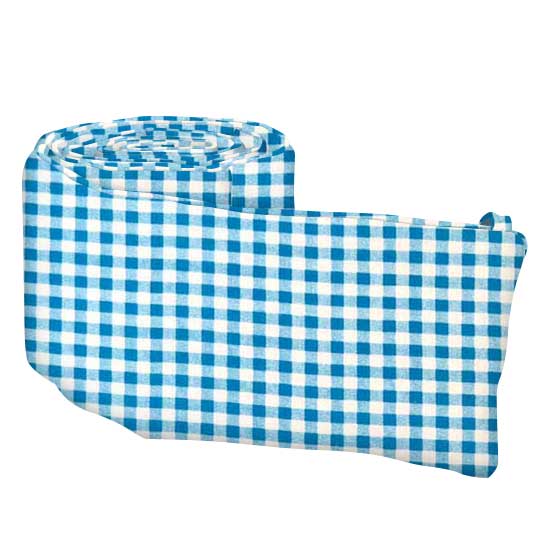 Portable Crib Bumpers - Turquoise Gingham Check - Mini Crib Bumper