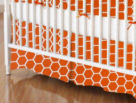 Crib Skirts - Crib Skirt - Burnt Orange Honeycomb - Tailored