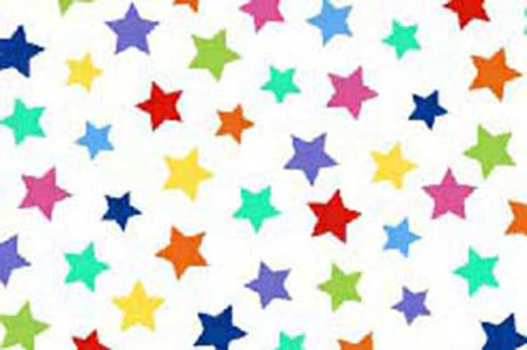 Primary Colorful Stars On White Woven