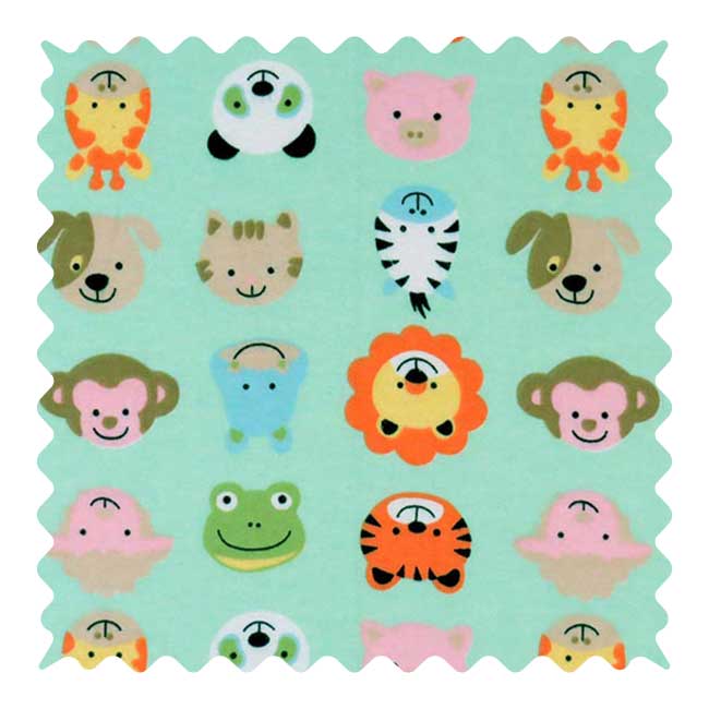 Fabric Shop - Animal Faces Aqua Fabric - Yard