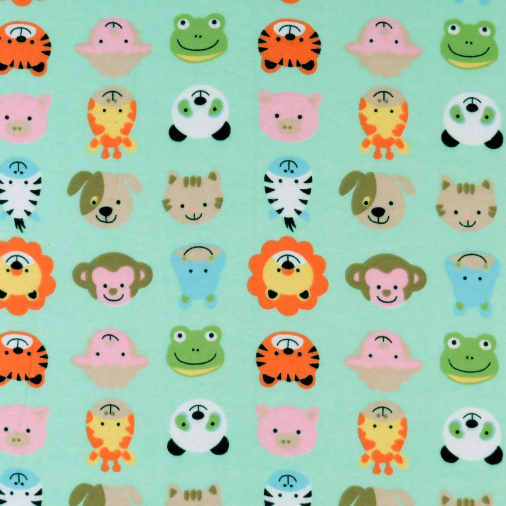 Pack N Play (Large) - Animal Faces Aqua - Fitted