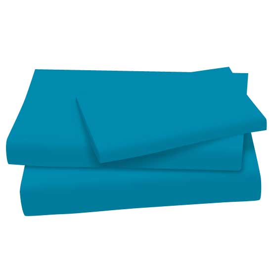 Twin Sheet Sets - Turquoise Cotton Jersey Knit Twin - Flat