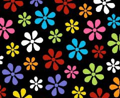 Primary Colorful On Black Floral Woven