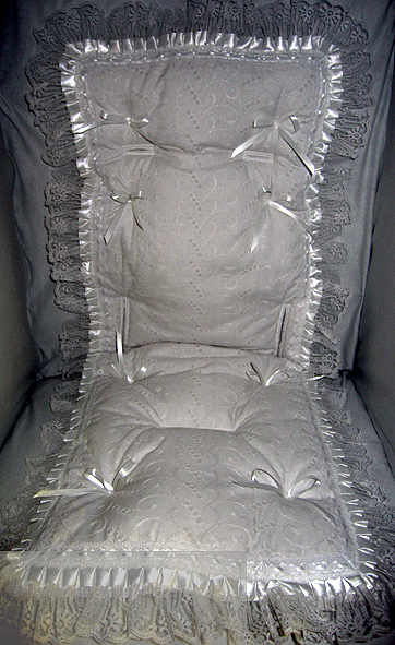 Eyelet White Lace Satin Stroller Liner