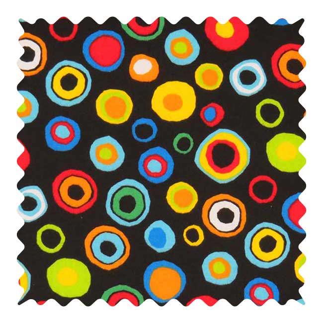 Fabric Shop - Colored Circles Black Fabric - Yard
