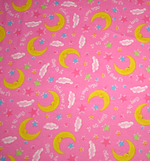 Round Crib - Flannel245451 - Moon Stars On Pink - 42`` Fitted Picture