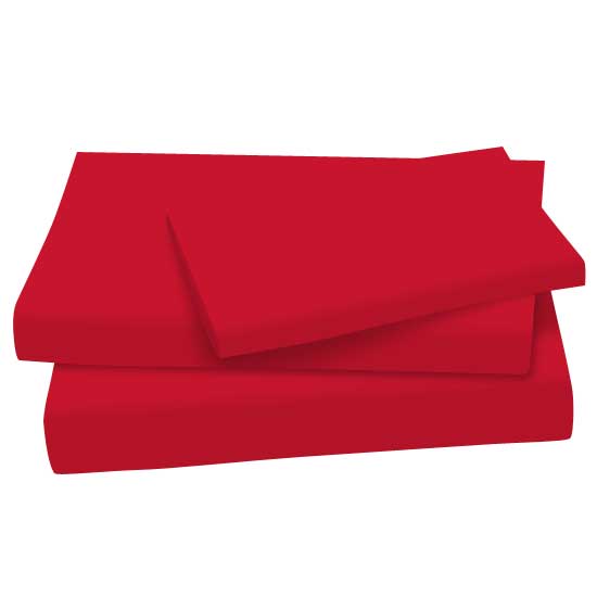 Twin Sheet Sets - Solid Red Cotton Woven - Flat