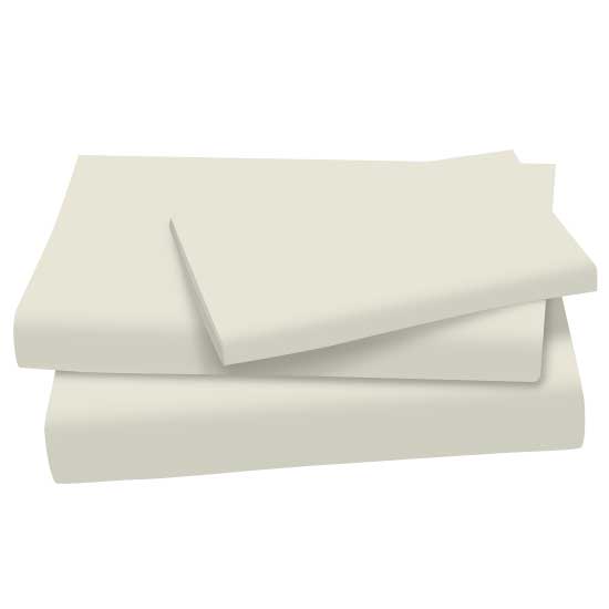 Twin Sheet Sets - Solid Ivory Cotton Woven - Flat