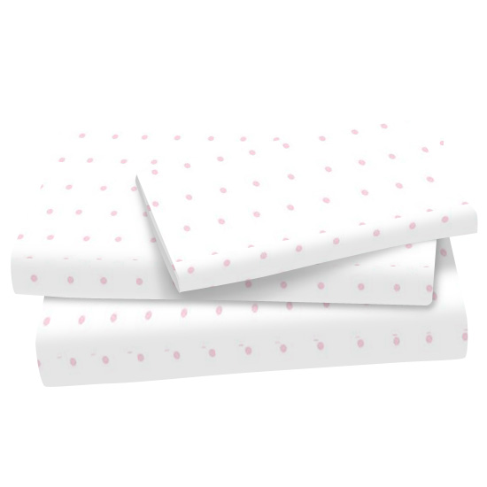 Twin Sheet Sets - Pink Pindot Cotton Jersey Knit Twin - Flat