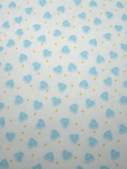 Cradle - Flannel - Pale Blue Hearts - Matching Bumper