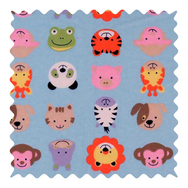 Fabric Shop - Animal Faces Blue Fabric - Yard