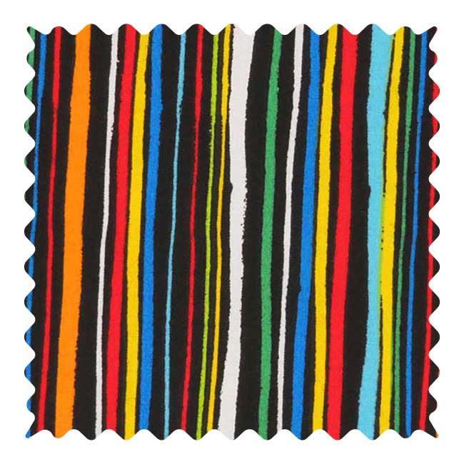 Fabric Shop - Colored Stripes Black Fabric - Yard