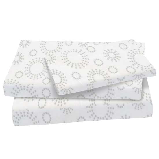 Twin Sheet Sets - Grey Dot Circles Cotton Woven Twin - Fitted