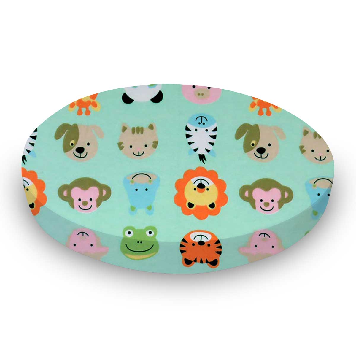 RC42-F561 Round Crib - Animal Faces Aqua - 42`` Fitted sku RC42-F561