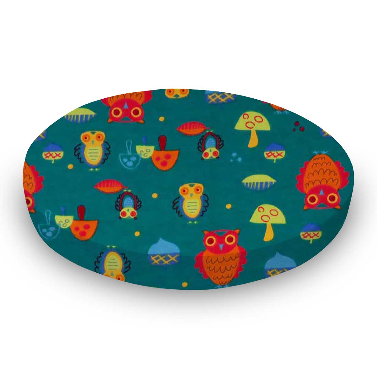 Round Crib - Owls Green - 45`` Fitted