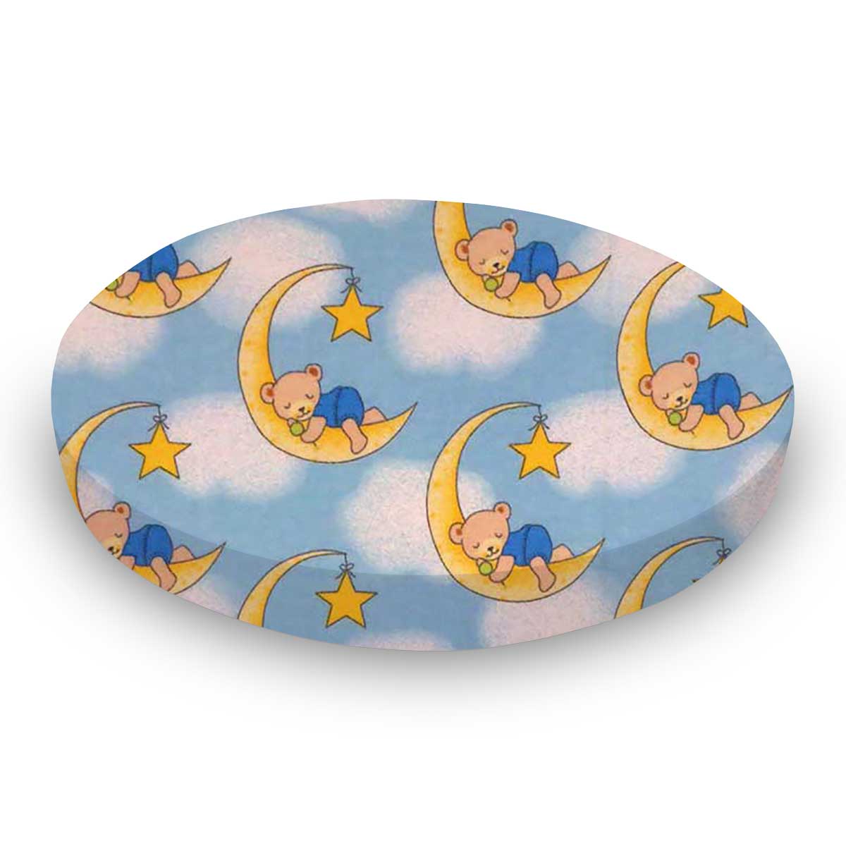 Round Crib - Sleepy Bears Blue - 45`` Fitted