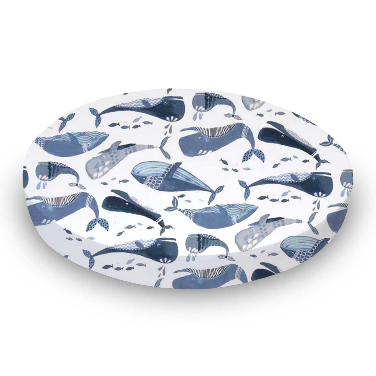 Round Crib - Blue Whales - 45`` Fitted