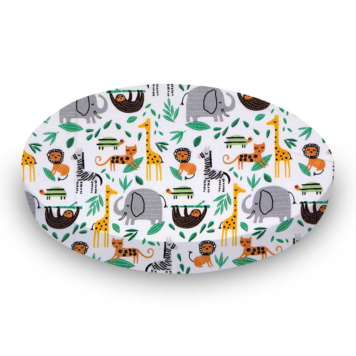 Oval Crib (Stokke Sleepi) - Modern Jungle Animals - Fitted  Oval