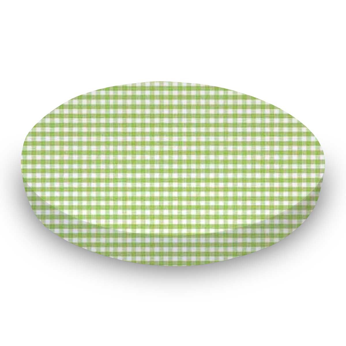 Oval Crib (Stokke Sleepi) - Sage Gingham Jersey Knit - Fitted  Oval