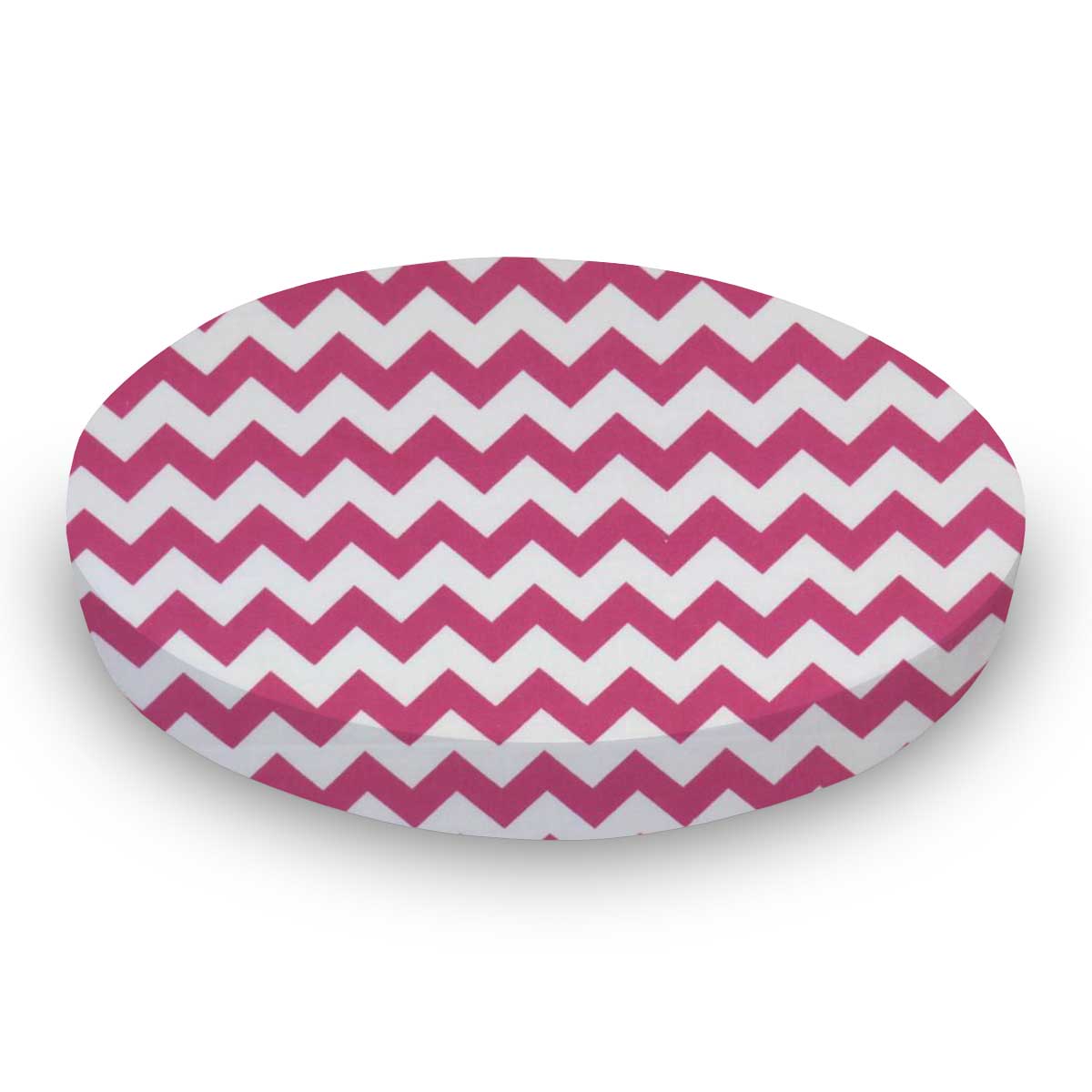 Round Crib - Hot Pink Chevron Zigzag - 45`` Fitted